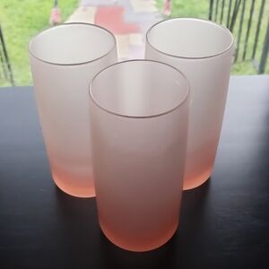 Vintage Tiara Pink Frosted Tumblers 5 3/4" Made by Indiana Glass Made USA